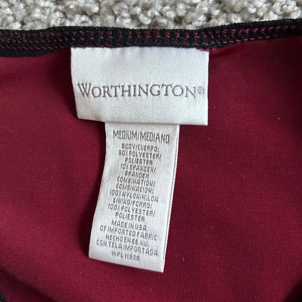 Worthington Womens Y2K Medium Floral Velvet & Black Long Sleeve V-Neck Top - Picture 11 of 11